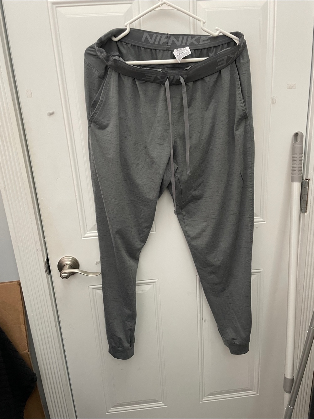 Nike Gray Dri-FIT Yoga joggers with Branded drawstring Waistband